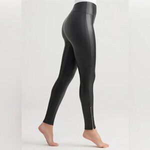NEW NWT! YUMMIE FAUX LEATHER LEGGINGS w/ZIPPER ANKLE BLACK STRETCH CONTROL sz XL